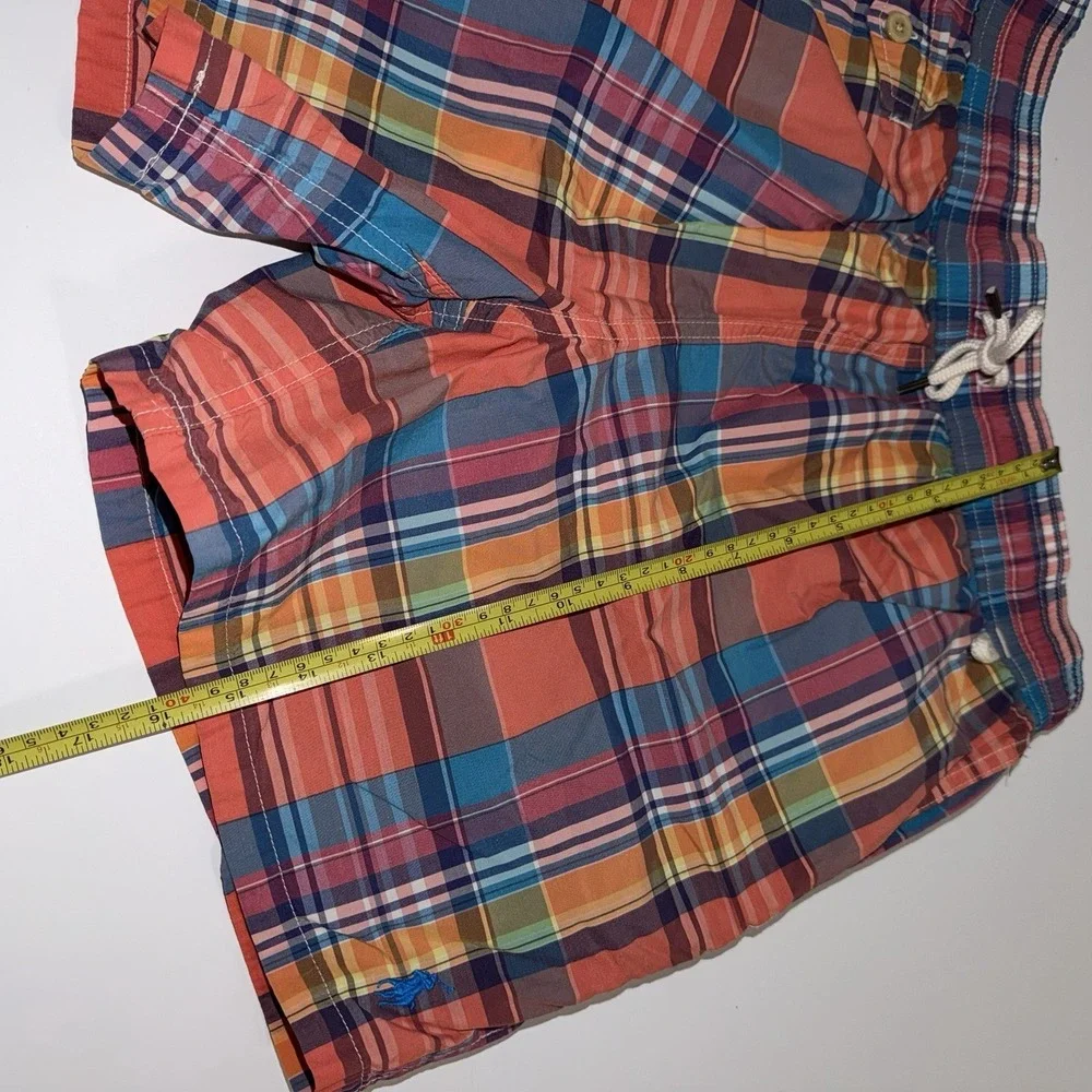 Polo Ralph Lauren Swim Trunks‎ Mens Medium Multicolor Plaid Madras Mesh Lined